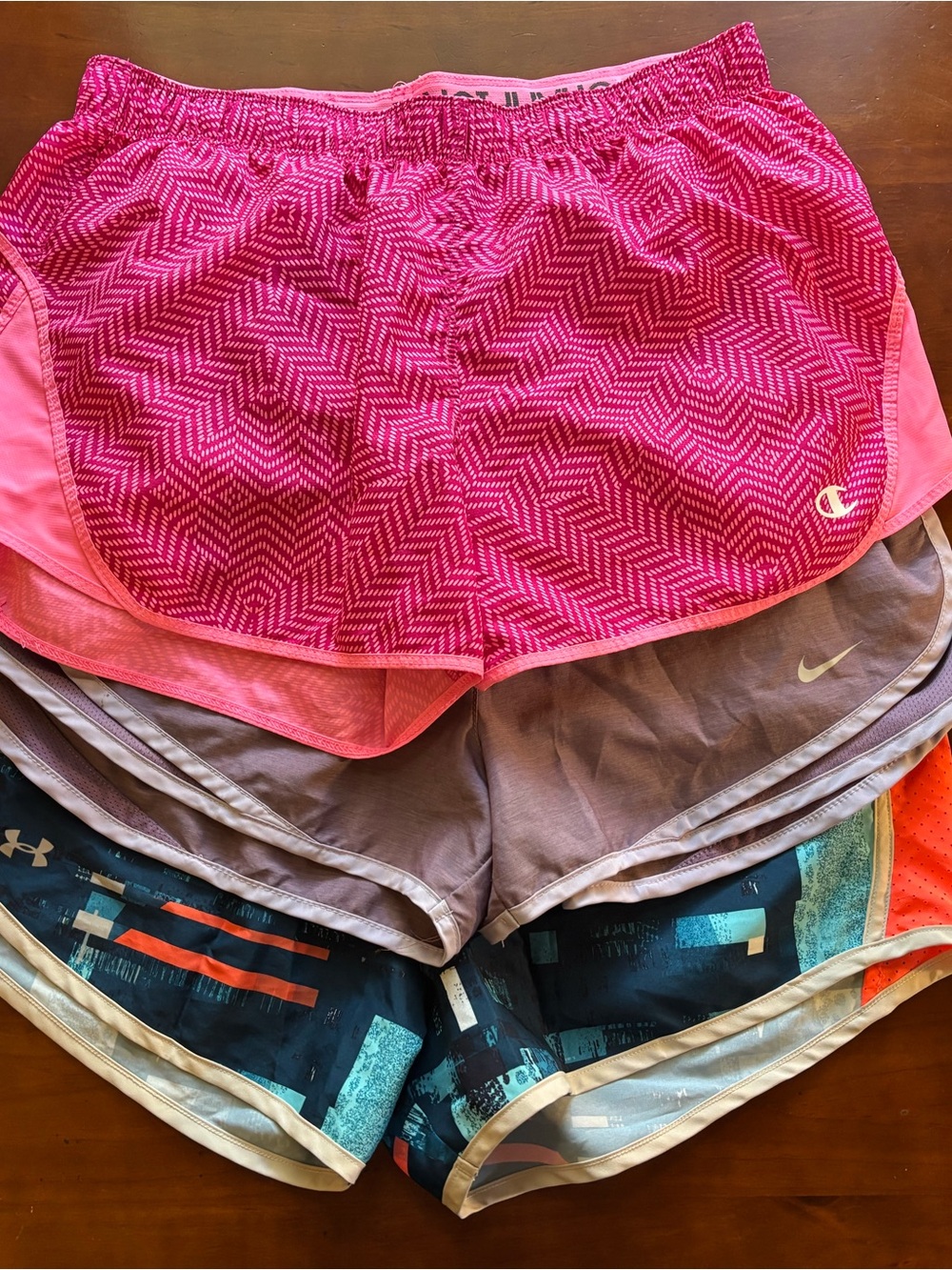 BUNDLE OF 3 Lightweight Women's Athletic Shorts NIKE/CHAMPION/UNDERARMOR